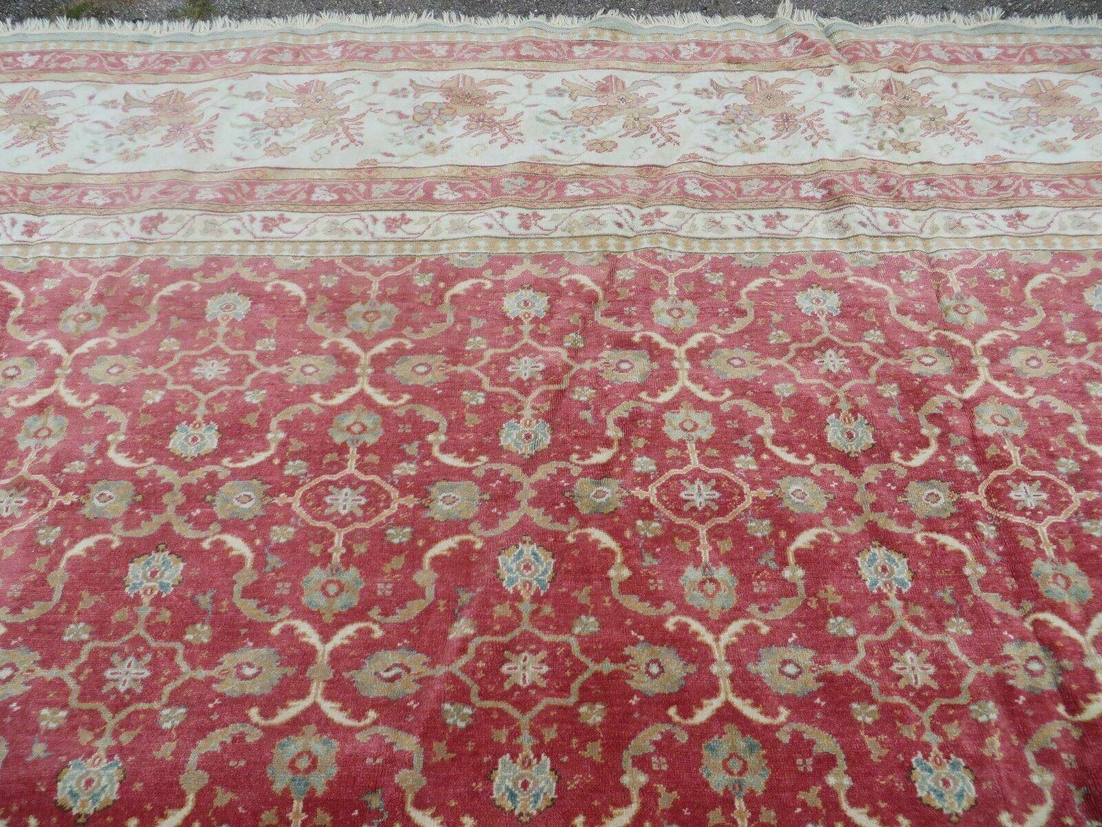 12' X 18' Palace Size Handmade Egyptian Wool Rug Carpet Soft Colors Red & Beige - Jewel Rugs