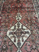 3' 8" X 10' 2" Antique Handmade India Floral Wool Runner Rusted Red Rug # 132 - Jewel Rugs