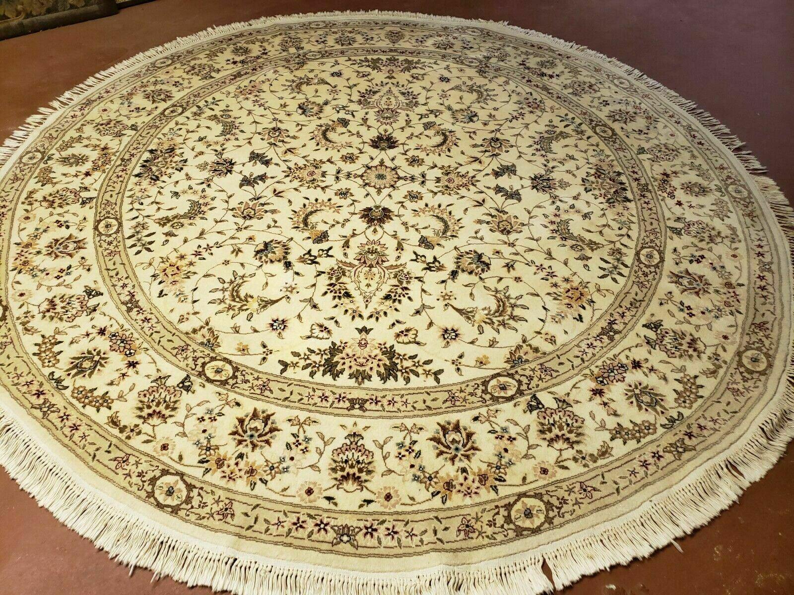 8' X 8' Handmade Ultra Fine Pakistan Floral Wool Rug Carpet Round Silk Beauty - Jewel Rugs