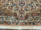 8' X 10' Vintage Persian Allover Floral Design Kirman Area Rug Fine Top Quality Hand-Knotted Wool Beige Sky Blue Veg Dye - Jewel Rugs