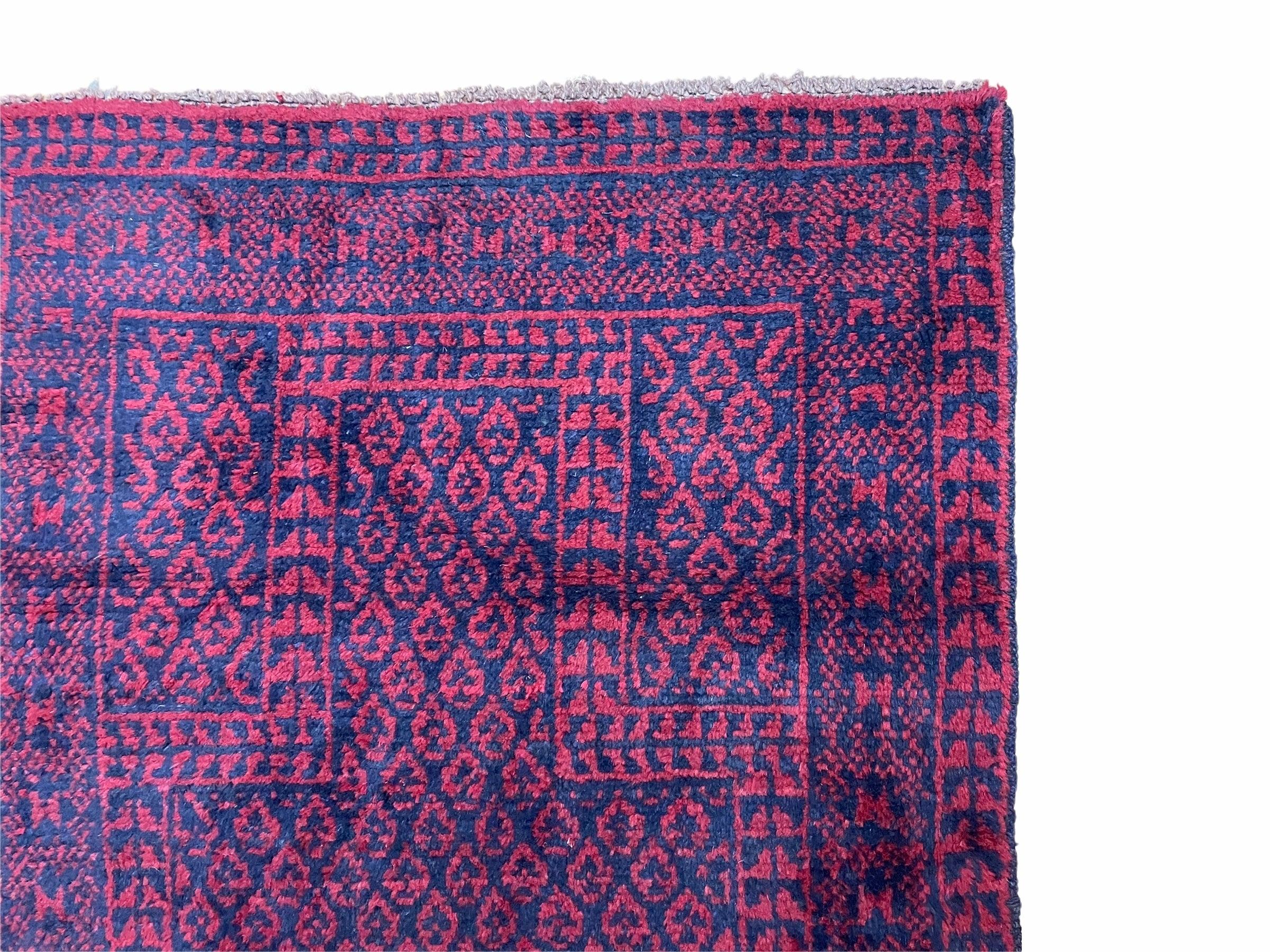 2' 9" X 4' 7" Vintage Handmade Tribal Wool Rug Balouchi Rug Afghan Rug Blue Red - Jewel Rugs