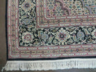 8' X 10' Vintage Fine Handmade Chinese Oriental Wool & Silk Black Area Rug Mahi/Herati Style - Jewel Rugs