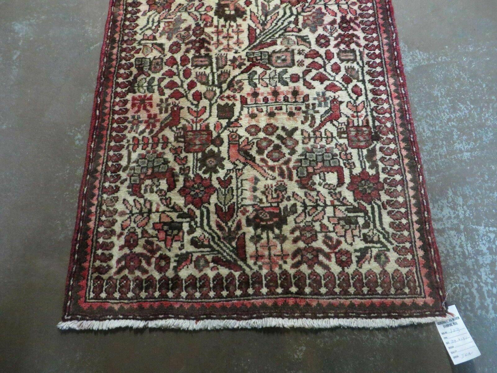 2' 5" X 13' Antique Handmade India Floral Oriental Wool Runner Rug Bird Animal Pictorial # 123 - Jewel Rugs