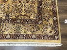 Pretty Indo Persian Rug 6x9, Allover Floral Motif with Birds, Tan/Cream, Very Fine Oriental Carpet, Hand Knotted Vintage Indian Wool Rug - Jewel Rugs