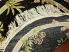 4' X 4' Vintage Round Handmade Chinese Silk Art Deco Rug Flowers Black Nice - Jewel Rugs