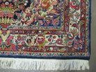 Persian Sarouk Rug 4x7, Hand Knotted Oriental Carpet 4 x 7 ft, Dark Blue Cream Red Floral Wool Rug, Semi Antique 1950s Persian Area Rug, Handmade - Jewel Rugs