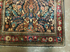 2' X 4' Antique Handmade Sarouk Floral Wool Rug Blue Organic Vegetable Dye Nice - Jewel Rugs