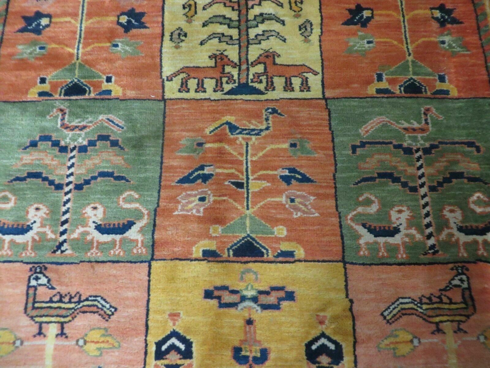 5' X 8' Vintage Handmade Knotted Turkish Panel Wool Rug Carpet Animal Bird - Jewel Rugs