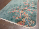 4' X 7' Antique Handmade Art Deco Chinese Peking Wool Rug Flowers Teal Nice - Jewel Rugs