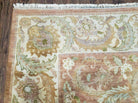 8' X 10' Handmade India Floral Wool Rug Carpet Tea Washed Nice Muted Red Beige - Jewel Rugs