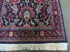 2' 5" X 15' 5" Vintage Dark Blue Indian Floral Handmade Wool Long Runner Rug Wow - Jewel Rugs