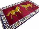 4 X 7 Handmade Hand-Knotted Quality Wool Rug Horses Zagros Red Mustard Gold New - Jewel Rugs