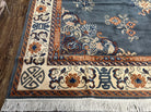 Chinese Art Deco Rug 8x11 Belgium Power Loomed Rug 8 x 11 Wool Area Rug, Pine Green Cream, Vintage Asian Oriental Carpet, Medallion Floral - Jewel Rugs