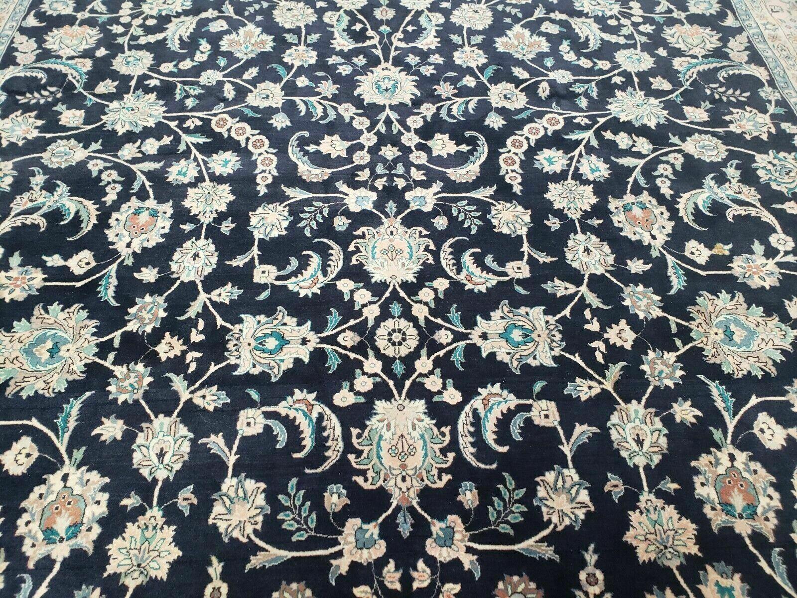 8' X 10' 5" Fine Handmade Chinese Allover Oriental Wool Rug Carpet Navy Blue - Jewel Rugs