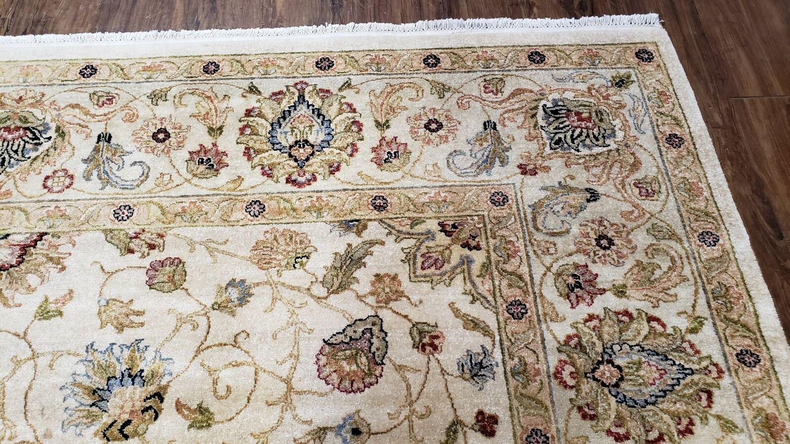 9' X 12' Vintage Handmade Wool Rug Carpet Indo Mahal Oushak Ivory Nice - Jewel Rugs