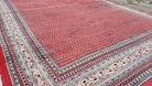 Persian Sarouk Mir Pattern, Red and Beige, Hand-Knotted, Wool, Paisley Boteh Design, 9'9" x 13', Semi Antique - Jewel Rugs