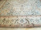 10' X 13' Vintage Handmade Indian Amritsar Wool Rug Oatmeal Soft Blue - Jewel Rugs