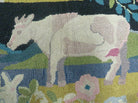 2' X 3' 7" Vintage American Handmade Hooked Rug COW RABBIT Farm Nice - Jewel Rugs