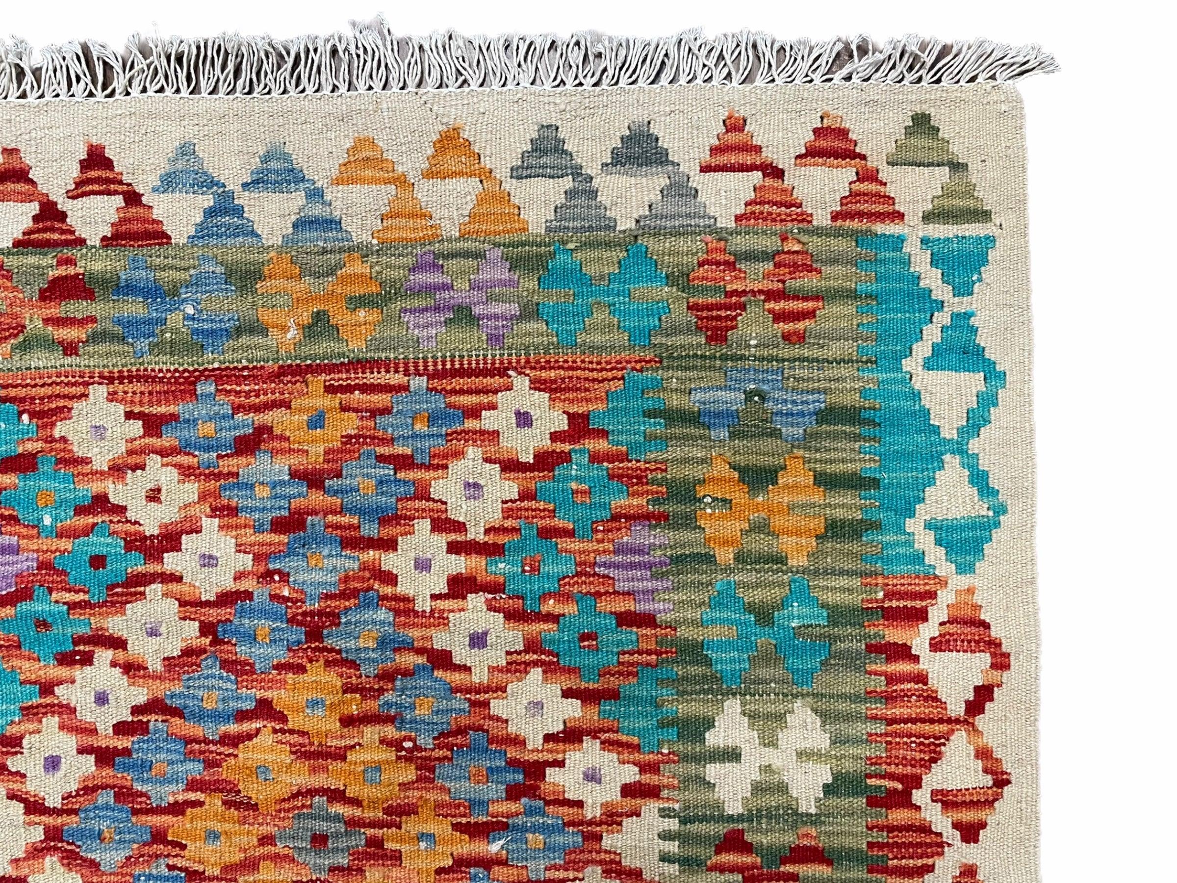 3x5 Colorful Kilim Rug 5 x 3 Multicolor Turkish Chobi Kilim Rug Small Flatweave Wool Playroom Rug New Tribal Kilim Rug - Jewel Rugs