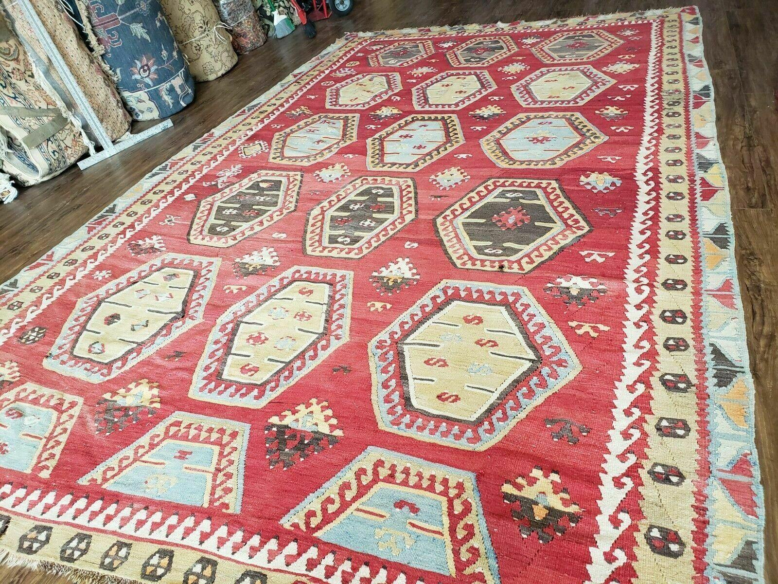 8' X 12' Vintage Turkish Kilim Handmade Flat Weave Wool Rug Veg Dyes - Jewel Rugs