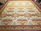 Needlepoint Rug 9x12 Aubusson Rug 9 x 12 French European Design Carpet Flat Handwoven Floor Carpet Hand-Knotted Flat Weave New 100% Wool - Jewel Rugs