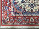 3' X 5' Vintage Handmade Authentic Oriental Floral Medallion Fine Wool Rug Beige Red and Blue Top Quality Veg Dyes - Jewel Rugs