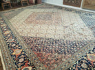 12' X 17' Antique Authentic Finely Woven Handmade Persian Tabriz Wool Rug Beige Blue - Jewel Rugs