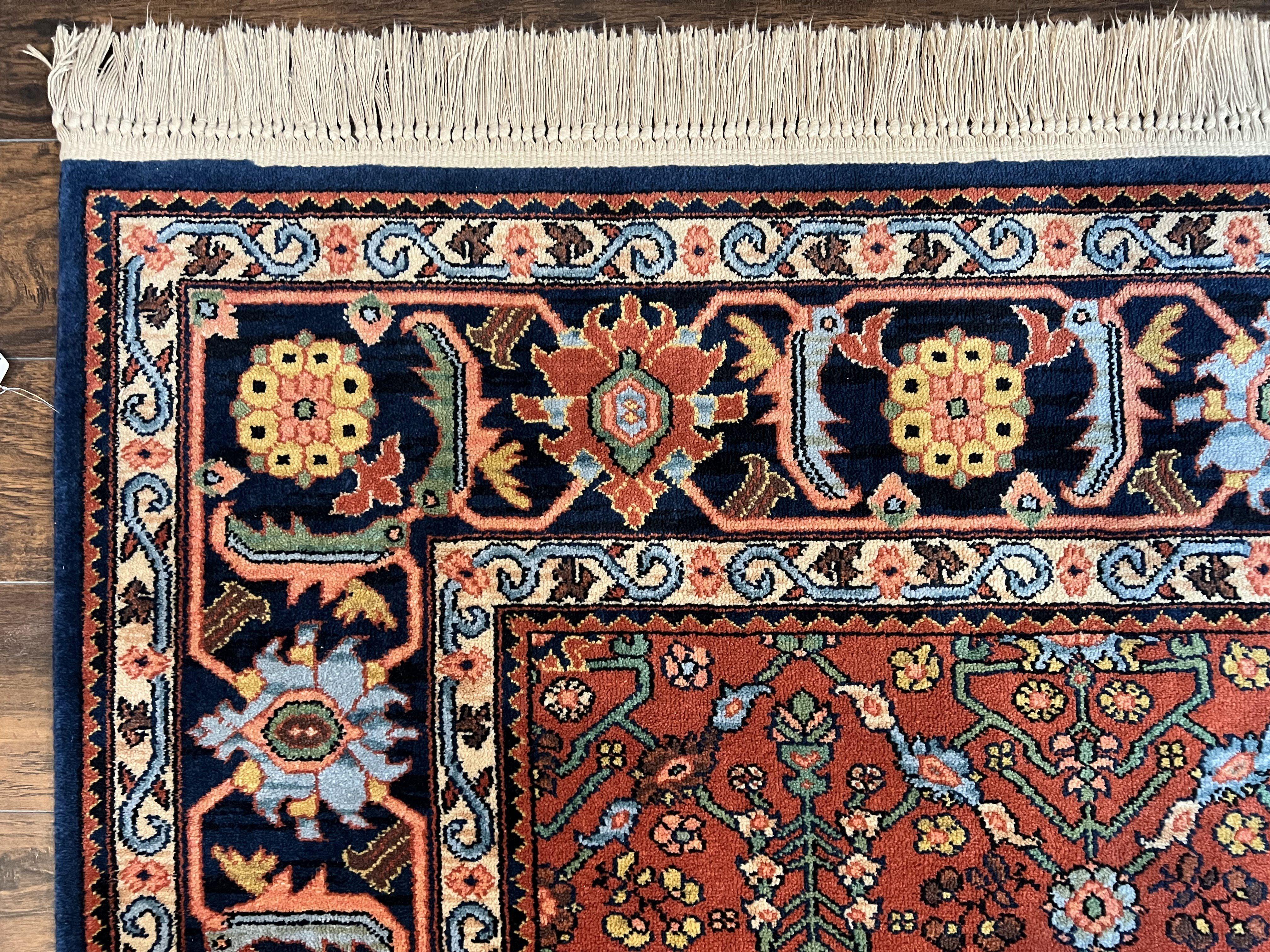 Karastan Serapi Rug 729 Wool Karastan Carpet 8.8 x 12, Vintage Area Rug, Original Karastan Collection, 700 Series, Red Blue Allover Design - Jewel Rugs