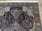 Antique Persian Sarouk Farahan Rug 4.4 x 6.7, Collectible Persian Carpet, Very Fine 1880s Late 19th Century Rug, Floral Medallion, Black Red Oriental Rug - Jewel Rugs