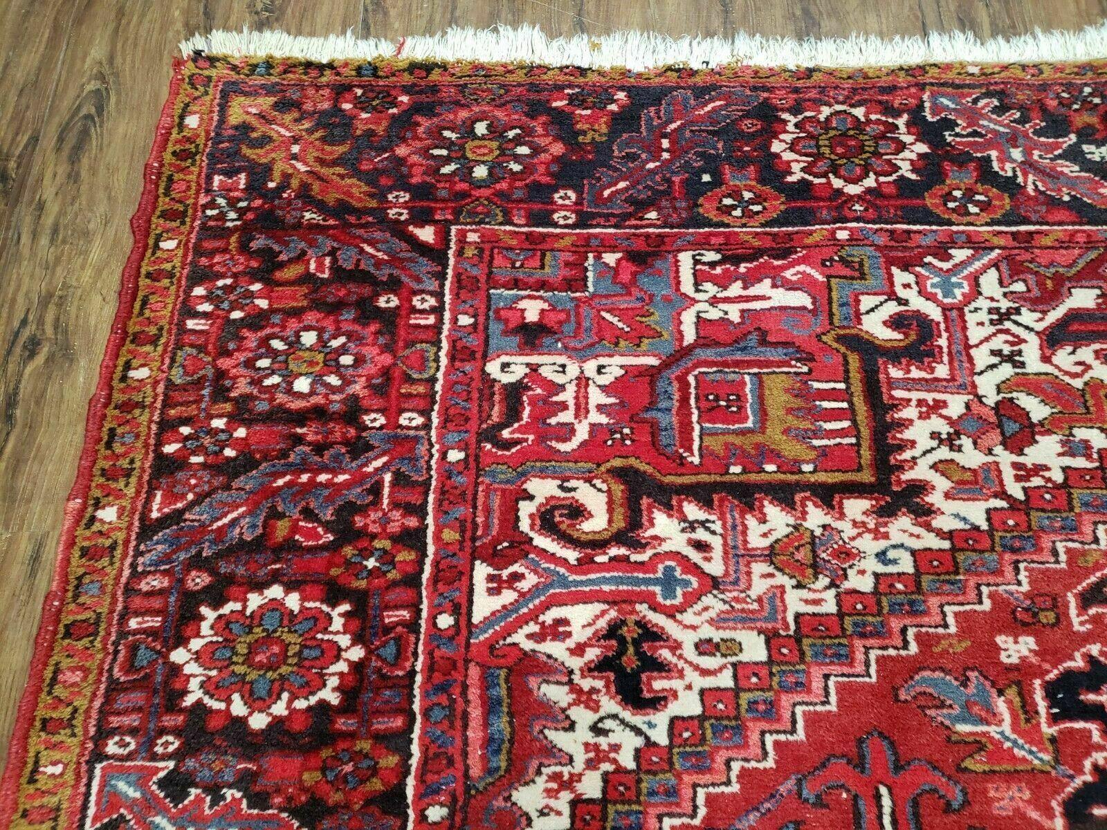 8' X 11' Vintage Handmade India Oriental Hand Knotted Wool Rug Carpet Red Nice - Jewel Rugs