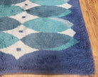 Blue Rya Rug, 1960s Mid-Century Danish Shag Rug 4'6" x 6'7", Ege Rya Modern Carpet, Cyan DeLuxe Rya Shag Rug, Vintage Area Rug 4x6, 5x7 Rug - Jewel Rugs