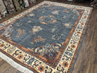 Chinese Art Deco Rug 8x11 Belgium Power Loomed Rug 8 x 11 Wool Area Rug, Pine Green Cream, Vintage Asian Oriental Carpet, Medallion Floral - Jewel Rugs