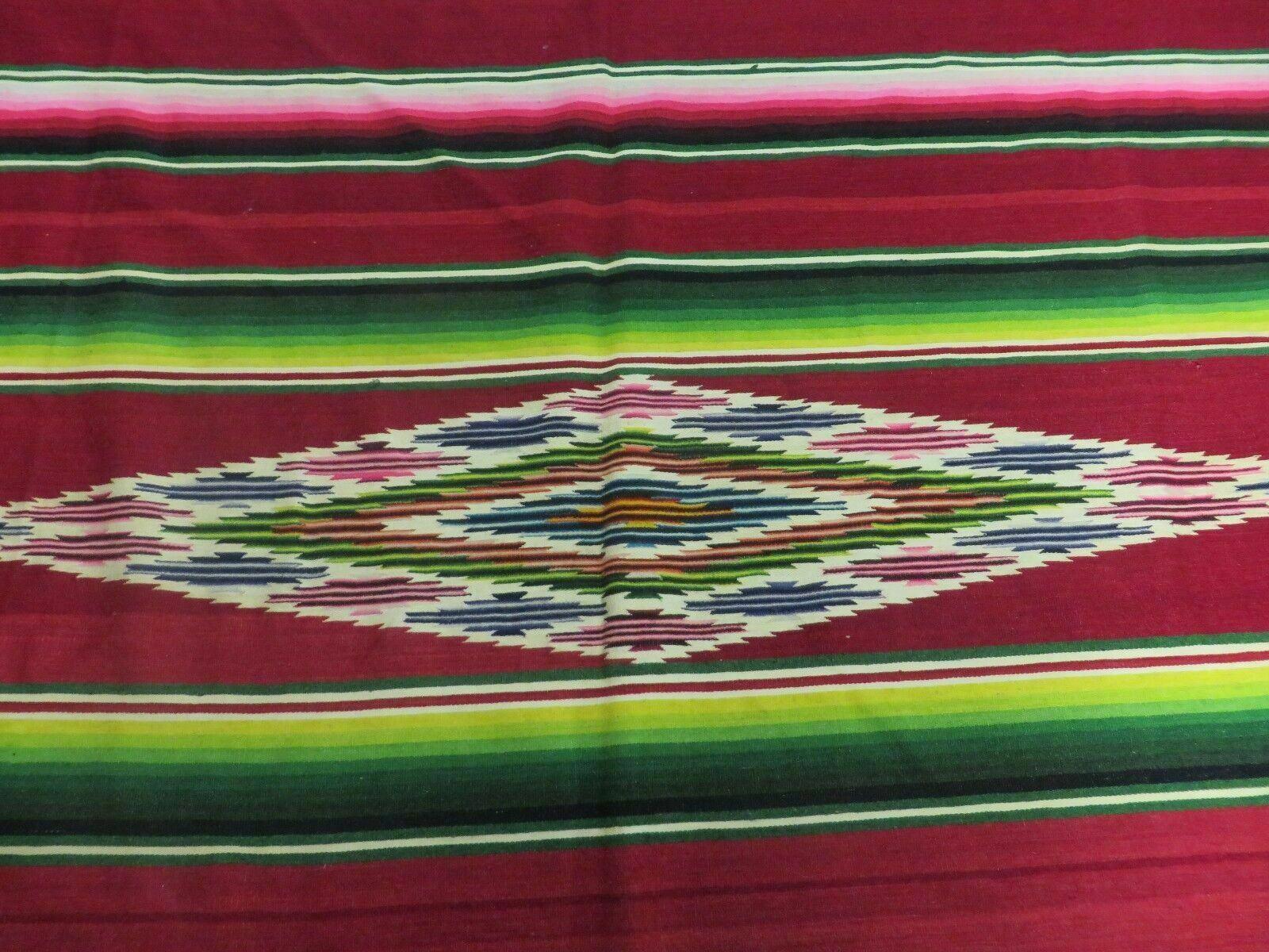 6' 7" X 8' Antique Handwoven Mexican Saltillo Blanket Rug Serape Wall Hanging - Jewel Rugs