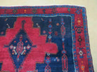 5' X 9' Antique Handmade India Geometric Oriental Wool Rug Veg Dyes Red Blue - Jewel Rugs