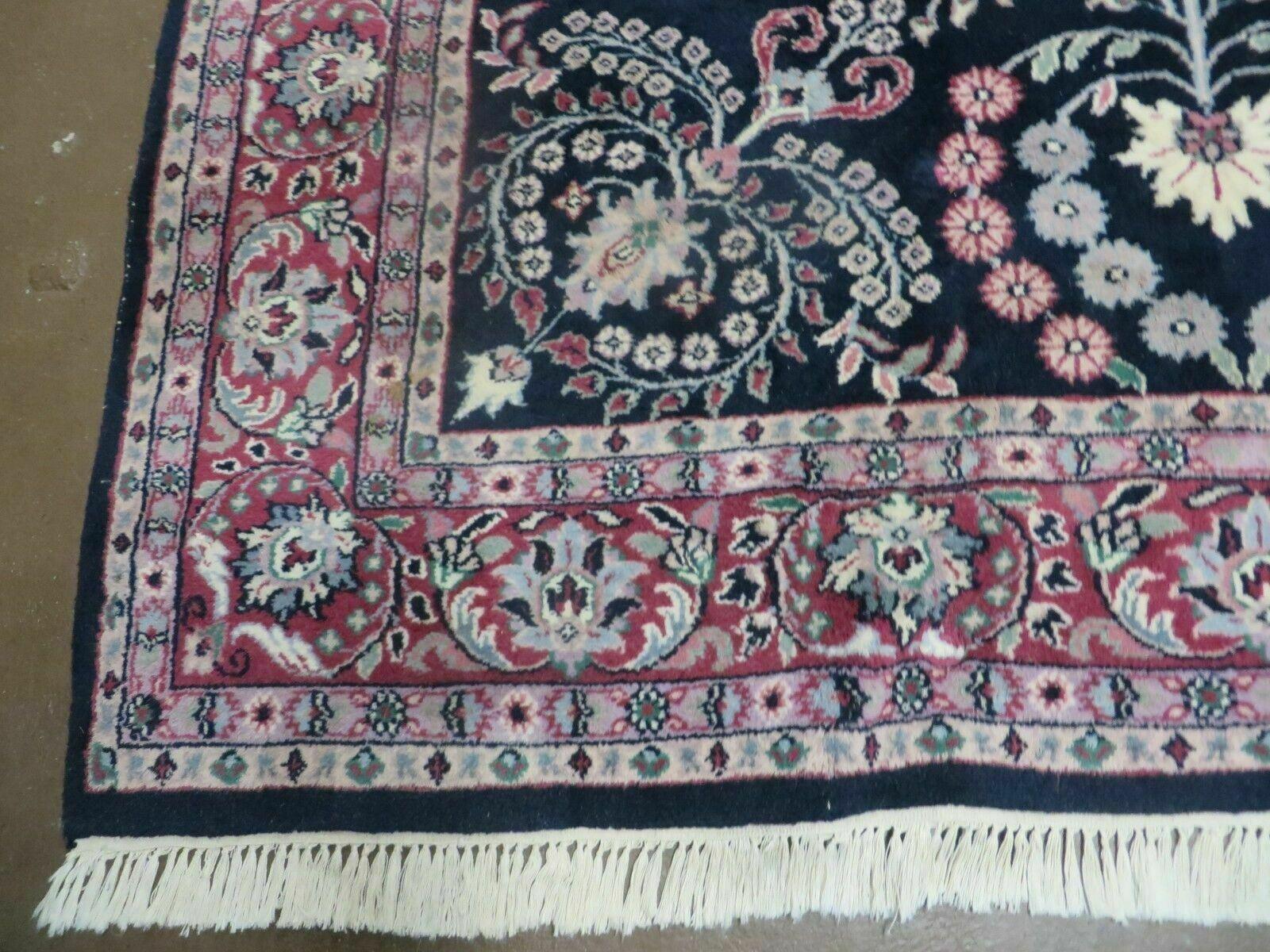 6' X 9' Handmade India Floral Oriental Wool Rug Carpet Blue Organic Dyes Nice - Jewel Rugs