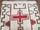 Semi Antique Navajo Rug 3x5, Wool Hand Woven, First Aid Cross Navajo American Blanket, Kilim Rug, Ivory Red, Nice, Rare Navaho Blanket - Jewel Rugs