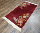 Small Chinese Art Deco Rug, Maroon Art Deco Carpet 2x4 Rug, Floral Nichols Rug, Peking Rug, Antique Deco Asian Decor, Handmade, Wool, Pair A - Jewel Rugs