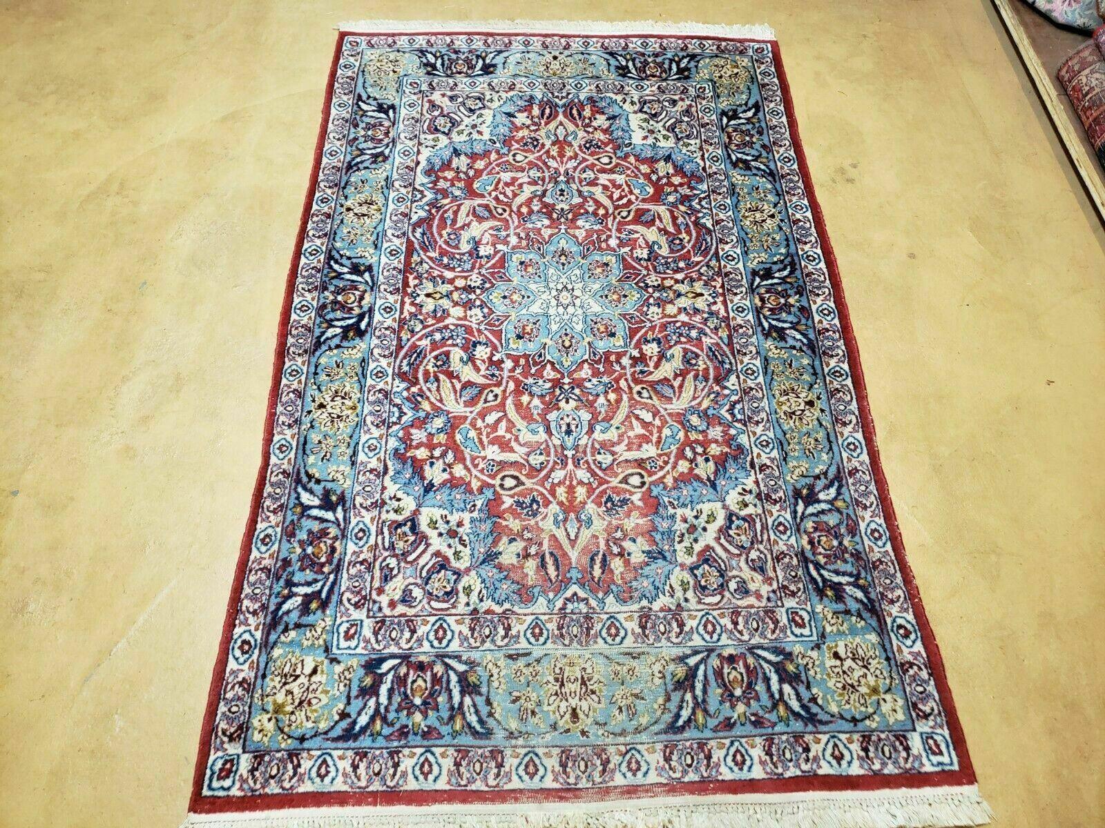 3' 5" X 5' 8" Vintage Handmade Turkish Wool Rug Carpet Vegetable Dyes Nice Red - Jewel Rugs