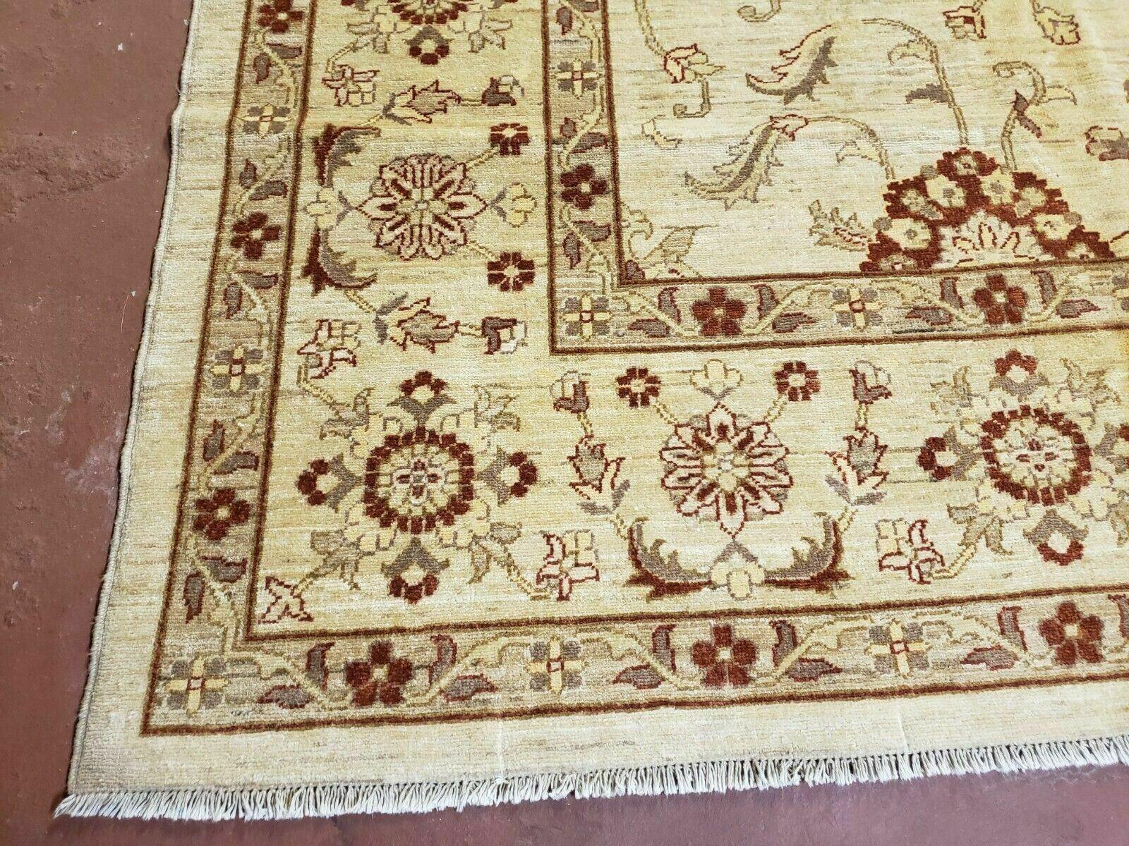 10' X 14' Handmade Peshawar Oushak Wool Rug Oatmeal Beige Organic Beauty - Jewel Rugs