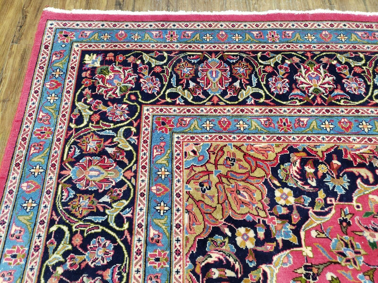 8' X 11' Vintage Handmade Authentic Oriental Wool Rug Pink/Red Teal Wow - Jewel Rugs