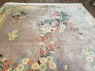 8' X 10' Vintage Handmade Chinese Art Deco 120 Lines Wool Rug Flowers Mauv - Jewel Rugs