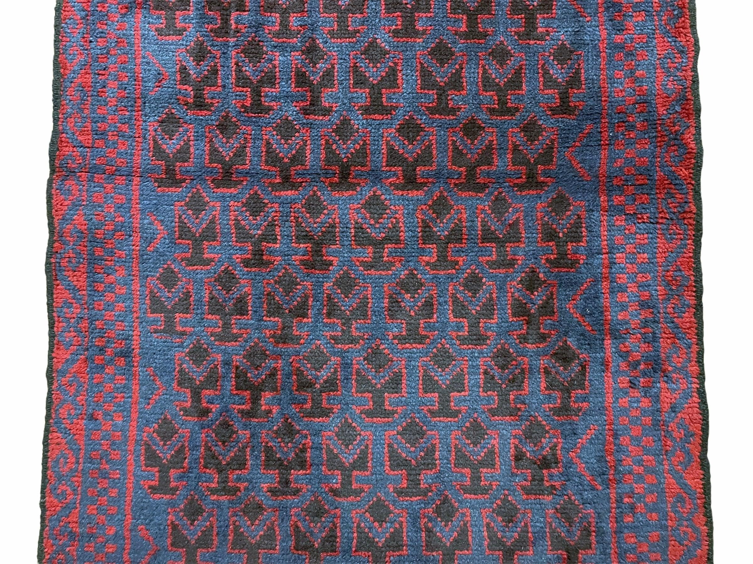 2' 9" X 4' 6" Vintage Handmade Tribal Wool Rug Balouchi Rug Afghan Rug Red Blue - Jewel Rugs