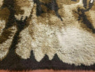 6' X 9' Vintage 1960 Danish Rya Shag DeLuxe Ege Rug Mid-Century Modern Ivory Brown - Jewel Rugs