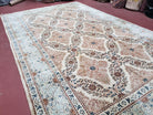 Fine Antique Persian Light Colored Kashan Carpet, 7x12, Top Quality, Rare, Ivory & Blues, Hand-Knotted, Wool - Jewel Rugs