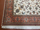 Semi Antique Persian Tabriz Rug, Beige and Salmon Red, Floral Pattern, Hand Knotted, Wool, 5x7 ft - Jewel Rugs