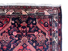 4 X 10 Antique Handmade Wool Tribal Runner Rug Geometric Organic Dyes Blue Red - Jewel Rugs