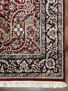 Indo Persian Rug 4x7, Allover Floral Oriental Carpet, Red and Navy Blue, Hand Knotted Indian Kashmiri Traditional Vintage Area Rug 4 x 7 ft - Jewel Rugs