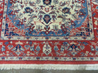 3' X 5' Vintage Handmade Authentic Oriental Floral Medallion Fine Wool Rug Beige Red and Blue Top Quality Veg Dyes - Jewel Rugs