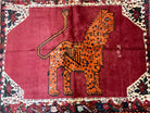 5 X 6 Handmade Rug Zagros Quality Wool Rug Lion Organic Dyes Red Leopard Tribal - Jewel Rugs