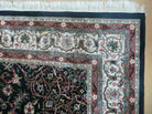 8' X 10' Handmade India Wool Rug Hand Knotted Carpet Floral Organic Dyes Black - Jewel Rugs